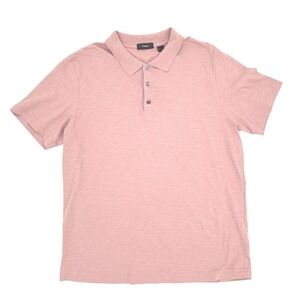 Theory Mens Pink 100% Cotton Short Sleeve Collared Polo Shirt Size Large